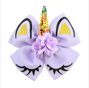 Arcobaleno ragazze <span class=keywords><strong>unicorno</strong></span> capelli fiocchi con alligatore fermacapelli archetti <span class=keywords><strong>accessori</strong></span> per capelli per bambini - Product Image 5