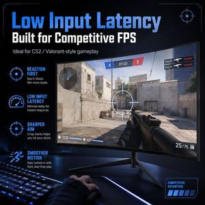 Moniteur d'ordinateur 27 pouces, écran de bureau <span class=keywords><strong>2K</strong></span>/4K professionnel 240Hz, fin, 1500R, 1080P, réglable en hauteur, moniteur incurvé - Product Image 4