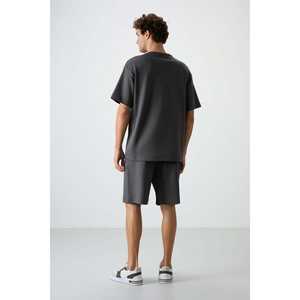 <b>Khaki</b> Cotton <b>Men's</b> Bermuda <b>Shorts</b> Set Oversize Fit Soft Textured 85250 - Product Image 1