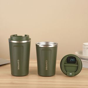 Thermos portable en acier inoxydable 304 à double paroi, avec affichage de la température, tasse à café, gobelet de voyage avec couvercle - Product Image 4