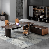 Mobilier de bureau luxueux Table de bureau de directeur à haute brillance Design moderne Mdf Bureau de direction en forme de L pour la maison