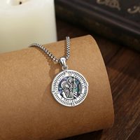 Pendentif médaillon boussole Saint Christophe en laiton Changda, rond, avec nacre, bijoux catholiques, collier