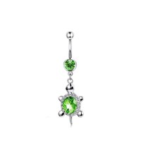 CRYSPURE Nouveauté Été – Piercings de Nombril en Acier Inoxydable avec Zircon Vert en Forme de Tortue pour Femme – Bijoux de Corps en Gros