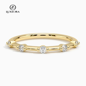 Gioielli Luxeora vendita all'ingrosso di personalizzazione reale 10k/14k/18k giallo bianco in oro massiccio anello coppia di nozze da donna - Product Image 1