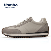 Hambo Nouvelles baskets de course rétro en cuir véritable pour hommes, respirantes, tendance, polyvalentes, chaussures de sport décontractées pour hommes