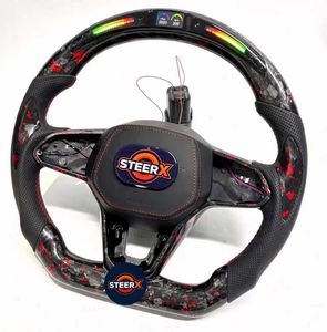 Volant en fibre de carbone forgée VW/Volkswagen LED pour Golf 8 MK8 Passat <span class=keywords><strong>Touareg</strong></span> Tiguan Polo GTD MK7 MK6 <span class=keywords><strong>R</strong></span>-<span class=keywords><strong>Line</strong></span> CC Jetta - Product Image 3