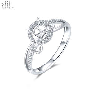 Nuevo Anillo de Compromiso con Halo de Diamantes Naturales Reales en Oro Blanco Sólido de 18K, Diseño Elegante, Semi-Montura, para Mujer, Regalo - Product Image 4