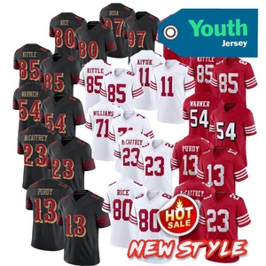 San Francisco Juvenil de Alta Calidad # 13 Purdy # 23 McCaffrey # 54 <span class=keywords><strong>Warner</strong></span> # 85 Camisetas de Fútbol Americano Cosidas con Logotipo - Product Image 1