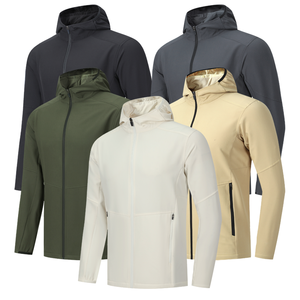 Chaqueta ligera con capucha y cremallera para hombre para Fitness, correr, gimnasio, entrenamiento, Jogger juvenil con cuello levantado, ropa deportiva fina - Product Image 3