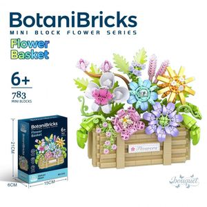 Ensemble de blocs de construction Micro Flower DIY, modèle de panier de bouquet artificiel en briques, jouet de construction pour la décoration de la maison, collection, à partir de 6 ans - Product Image 6