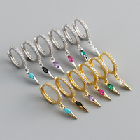 Boucles d'oreilles plaquées or 18 carats, boucles d'oreilles créoles en argent sterling 925, bijoux style minimaliste, zircone cubique, vente en gros