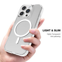 Coque de téléphone magnétique transparente antichoc anti-jaunissement en TPU+PC à couverture intégrale pour iPhone 12 13 14 15 16 16E 17 18 Pro Max Plus