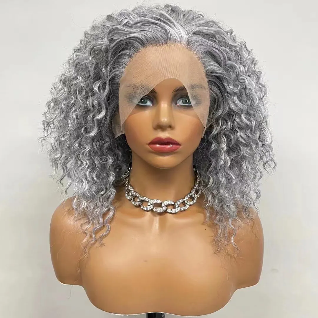 lace front human hair wigs natural grey 13*4 wigs first grade platinum wig human hair