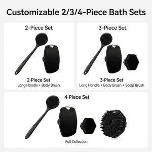 Factory Price Customlogo Premium Eco Friendly 4Pcs Silicone Body <b>Back</b> <b>Scrubber</b> Massage Bath Brush Set - Product Image 4