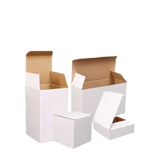 段ボールクラフトボックスカスタム印刷卸売段ボール包装スクエアプレーンホワイトボックス