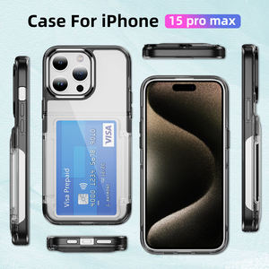 Étui de téléphone porte-carte de haut rang pour iPhone 16 Pro Max couvertures arrière à rabat pour <span class=keywords><strong>samsung</strong></span> S24 étui arrière transparent pour iPhone 14 15 Pro - Product Image 2
