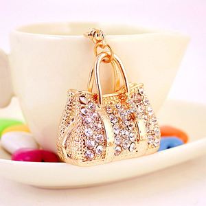 Creative Shine Rhinestone <b>Keychain</b> Cute Pink Lady Handbag Style Car Key Ring <b>Personality</b> Gift Gift - Product Image 2