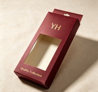 Boîte suspendue en papier noir de luxe, personnalisable avec logo, écologique, biodégradable, recyclable, avec fenêtre de présentation et dorure à chaud, pour perruques et bijoux