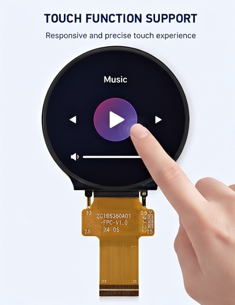 1.85 Inch Round TFT LCD Display Module 360x360 Touch Screen MIPI SPI Interface LCD Screen for Smart Watch Wearable Device