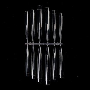 Faux ongles artificiels transparents naturels à pointe, demi-couvrants, extra longs, style stiletto - Product Image 4