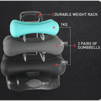 Ensemble d'haltères 12KG enduits de néoprène de gymnastique à la maison et ensemble de poids de main de support avec le support de stockage