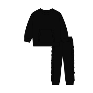 เสื้อผ้าเด็กผู้หญิงแขนยาวสีเบจสีพื้นน่ารักพร้อมกางเกงแต่งระบายสำหรับฤดูใบไม้ผลิ - Product Image 5