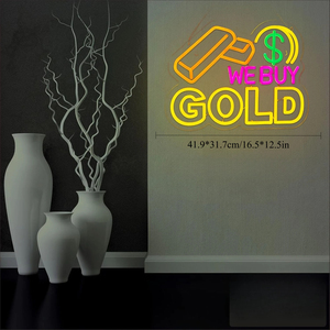 Neonawall WE BUY GOLD Enseigne néon <span class=keywords><strong>LED</strong></span> USB à intensité variable en forme de barre d'or pour Bar, Caverne de l'Homme, Salon, Chambre, Décoration murale, Cadeau de festival - Product Image 5