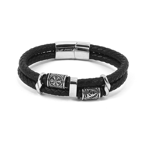 Bracciale in pelle fatto a mano con gioielli pagani nordici bracciale con perline vichinghe bracciale con gioielli vichinghi - Product Image 1