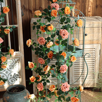 Guirlandes de roses artificielles style Monet pour climatisation, tuyaux d'eau, décoration intérieure suspendue, balcons – Réalistes et souples