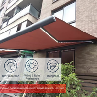 Auvent rétractable électrique extérieur à cassette intégrale, cadre en alliage d'aluminium, télécommande, résistant au vent, robuste, anti-UV pour terrasse