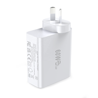 Chargeur multi-ports HNT ODM/OEM 60W PD30W QC3.1 USB A + Type C et chargeur de voyage portable pour iPhone Android, logo personnalisé