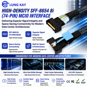 Cable LUNG KAY PCIe 5.0 MCIO SFF-8654 8i de 74 pines, cable de interconexión de datos para servidor PCIe Gen5 Mini Cool Edge IO para almacenamiento NVMe OEM - Product Image 3