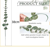 Künstliche Eukalyptus-Stiele 38cm Realistische Grünpflanzen für Heimdekoration DIY Hochzeits-Blumenarrangements Zubehör