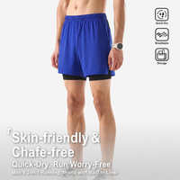 Shorts de course 2-en-1 pour hommes, séchage rapide, respirant, en maille, avec doublure intégrée, poche arrière pour téléphone, short de sport