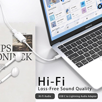 Kabel adaptor konverter pengisi daya PD Earphone USB C Male Light-ning Ke Male dengan Transfer Data