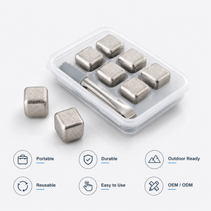Cubetti di Ghiaccio in Titanio Puro per Alimenti, Pietre Refrigeranti Riutilizzabili in Metallo per Whisky, Vino e Cocktail con Pinze e Custodia - Product Image 5