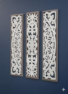 Ensemble de panneaux muraux décoratifs modernes faits à la main en bois sculpté, minimalistes, à suspendre pour le salon, la chambre, le couloir, le bureau, la décoration de la maison - Product Image 2