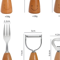 Ensemble d'ustensiles de cuisine pour enfants, 12 pièces, en acier inoxydable, mini outils de cuisine, design visage souriant, pour jouer et apprendre