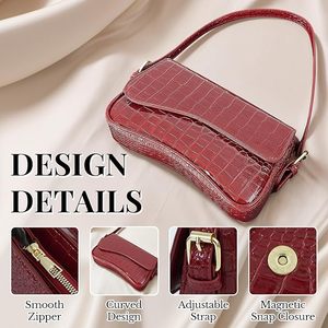 Bolso de Hombro Impermeable Ecológico Personalizado para Mujer, Bolso Bandolera de Piel Vegana con Textura de Cocodrilo, Bolso de Mano Clásico Retro con Cremallera - Product Image 3
