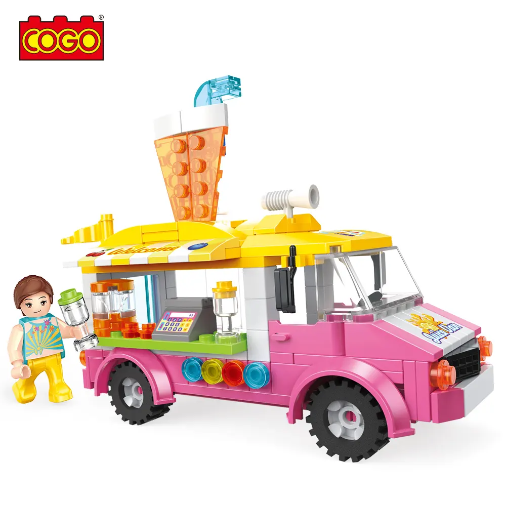 Cogo 189 Pcs Kids 3D Educatief Monteren Kleurrijke Bricks Ijs Auto Bouwstenen Speelgoed Voor Kinderen