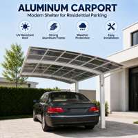 Abri de stationnement moderne pour maison avec toit translucide incurvé et structure en aluminium pour allées de voitures individuelles