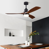 Ventilateur de plafond intelligent moderne à 3 pales, dimmable, AC/DC 65W, avec télécommande, modèle YUYANG 6107, 52 pouces, lumière LED, durée de vie de 50 000 heures