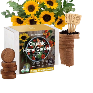 Kit USDA Organic 23pc pour jardin intérieur Fleurs comestibles sans OGM-Pots de tournesol thaïlandais au <span class=keywords><strong>basilic</strong></span> illustrés pour utilisation au sol - Product Image 1