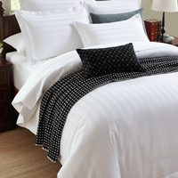 Ensemble de linge de lit d'hôtel Queen Size 3 cm à rayures 250TC, drap et taie d'oreiller 100% coton