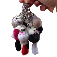 Boules de fourrure pompon porte-clés mignon Anime sac pendentif renard en peluche porte-clés anneau en gros