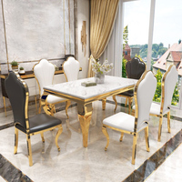 Table à manger rectangulaire de luxe nordique légère pour 6 personnes, petit appartement, maison