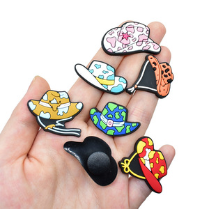 Custom Cartoon Cowboy Hat PVC <b>Clog</b> Charms Decorative Buckles Women Shoe Accessories Summer Spring Autumn Garden Shoes - Product Image 2