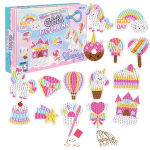 Dessin animé sirène <span class=keywords><strong>licorne</strong></span> crème glacée <span class=keywords><strong>diamant</strong></span> porte-clés peintures colorées sur porte-clés en métal - Product Image 2