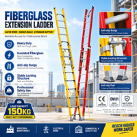Échelle d'extension en fibre de verre isolée, structure antidérapante à verrouillage, échelle en fibre de verre pour l'entretien électrique