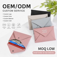 Dompet Kartu Kulit PU Custom dengan Kancing Tekan, Mini Wallet OEM ODM Logo Embos, Hadiah Bisnis, Tempat Kartu